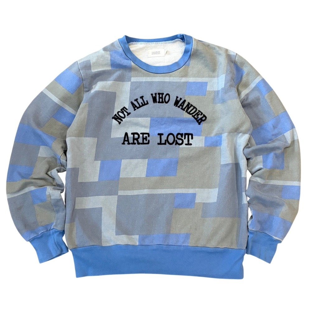 Vanishing Elephant Sweatshirt Unisex Small Blue Grey Not All Who Wander Are Lost
